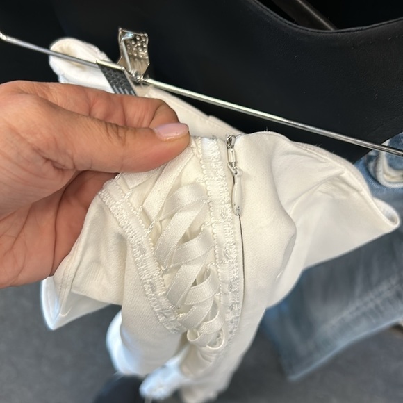 JONATHAN SIMKHAI Lace-up Cropped Crepe Flared Pants In Ivory - Picture 9 of 9